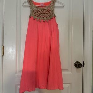 Coral and gold Rachel gem dress